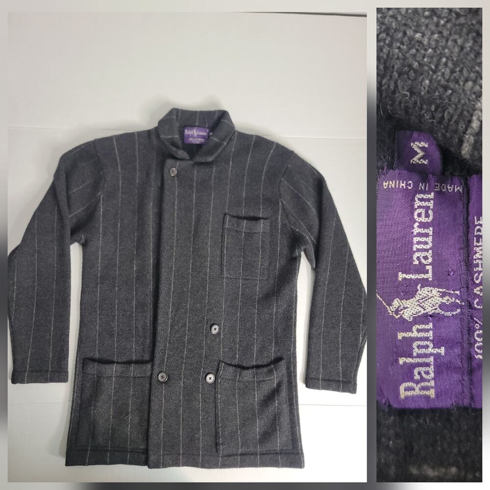 Ralph Lauren Polo 100% Cashmere Double Breasted Cardigan Blazer Sweater SZ M